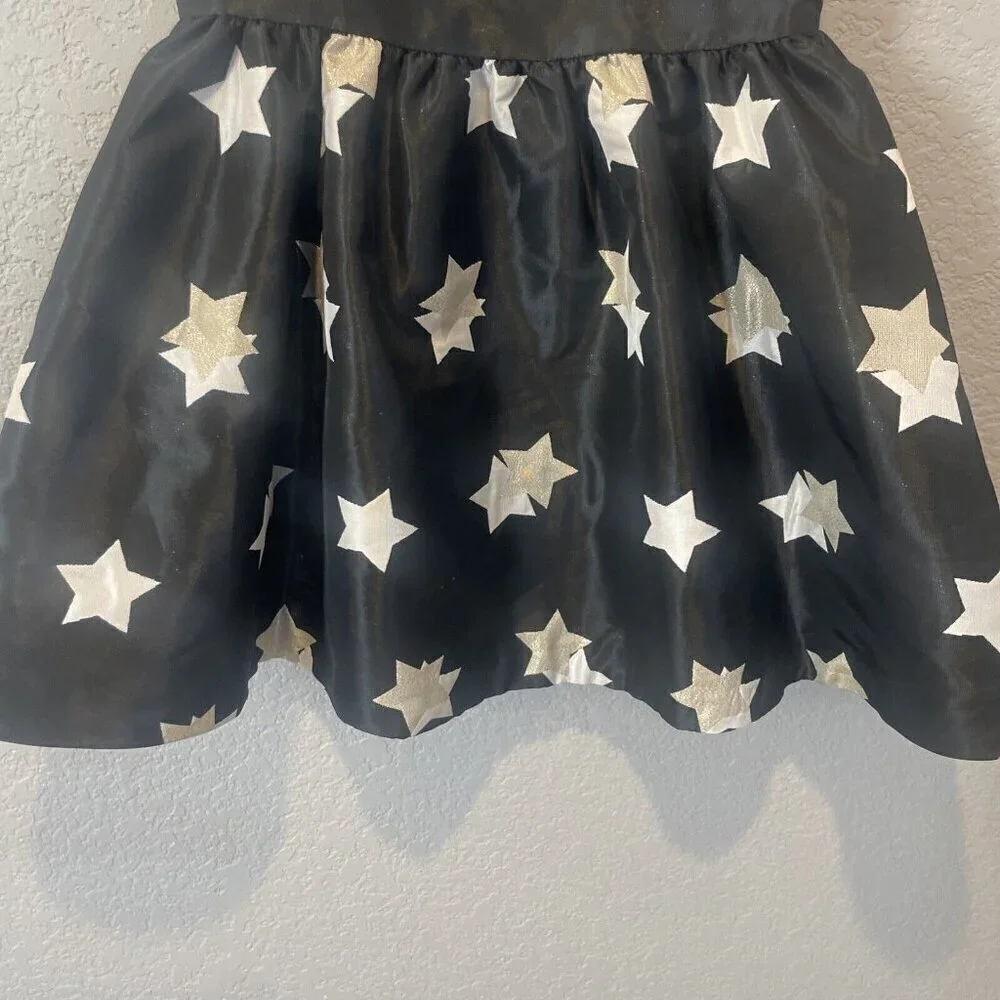 Gymboree Dress Girls 4 Black Gold Sparkle star Dress Christmas Wedding Lined